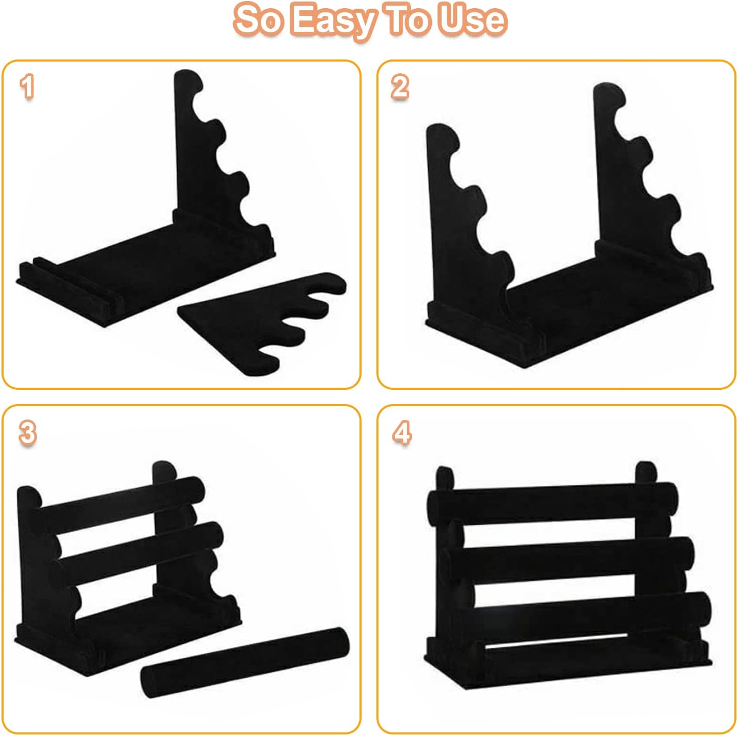 3 Tier Rack, Black Detachable Jewelry Display Stand T-Bar Necklace Storage Organizer