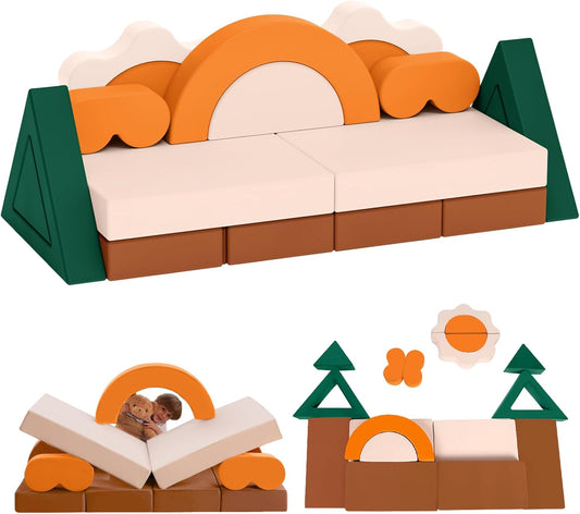 18PCS Modular Kids Sectional - Convertible Sofa Multifunctional Kids Sofa, Bedroom Furniture for Playing, Sleeping