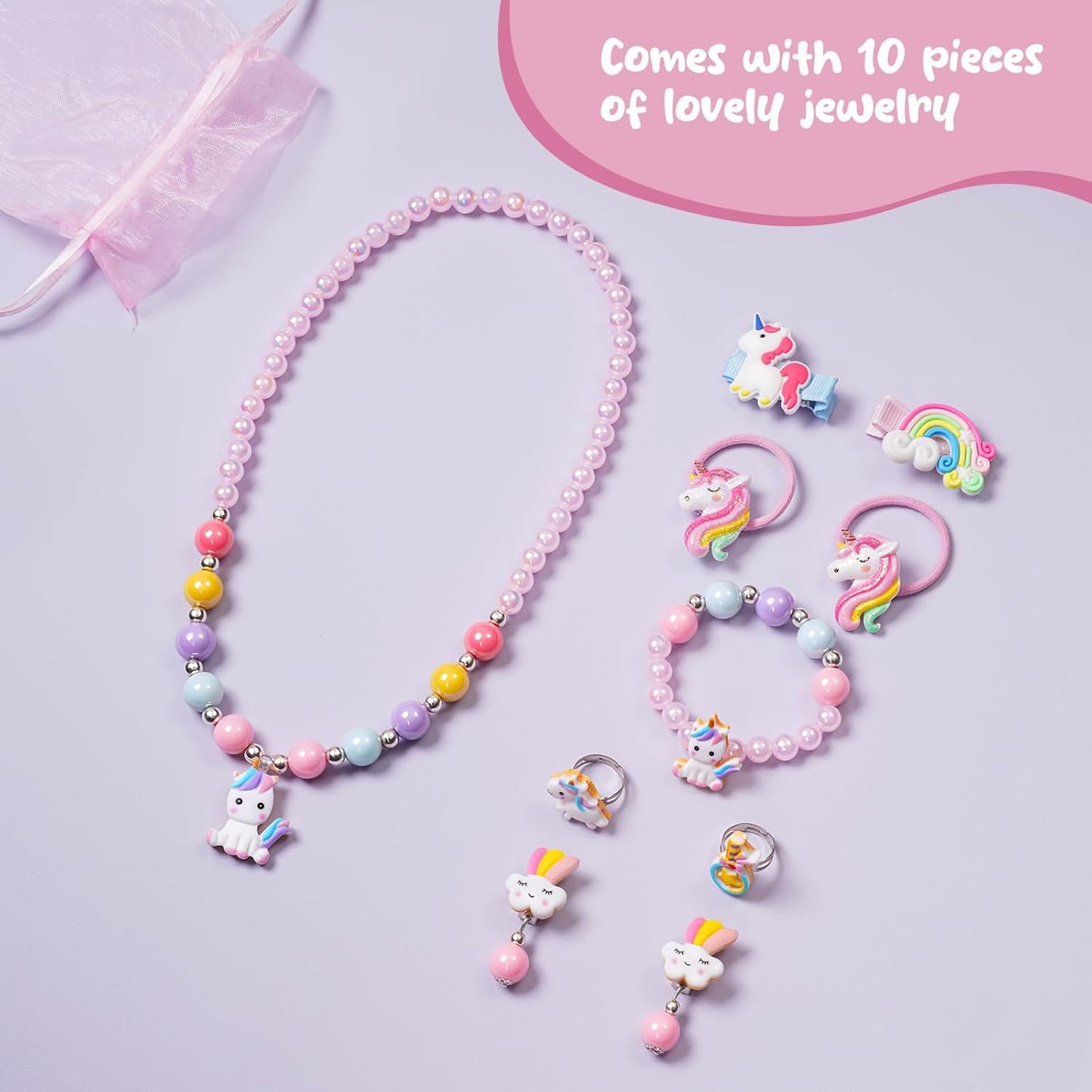 Musical Kids Jewelry Box with Spinning Unicorn Doll, Birthday Gifts for Little Girls Children Toddler
