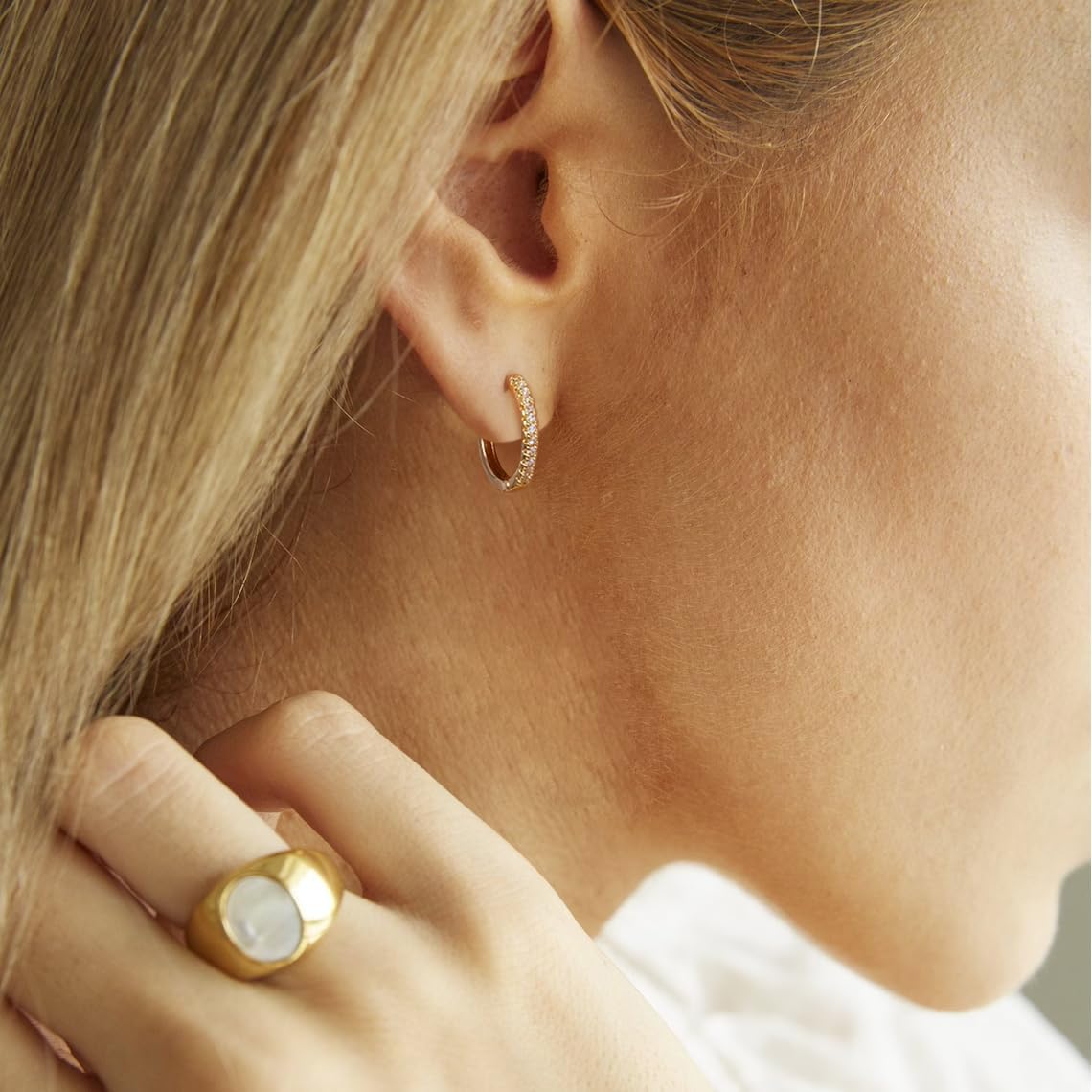 Gold Chunky Hoop Earrings Set for Women, 14K Gold Plated Twisted Huggie Hoop Earring Thick Open Lightweight Chunky Hoop