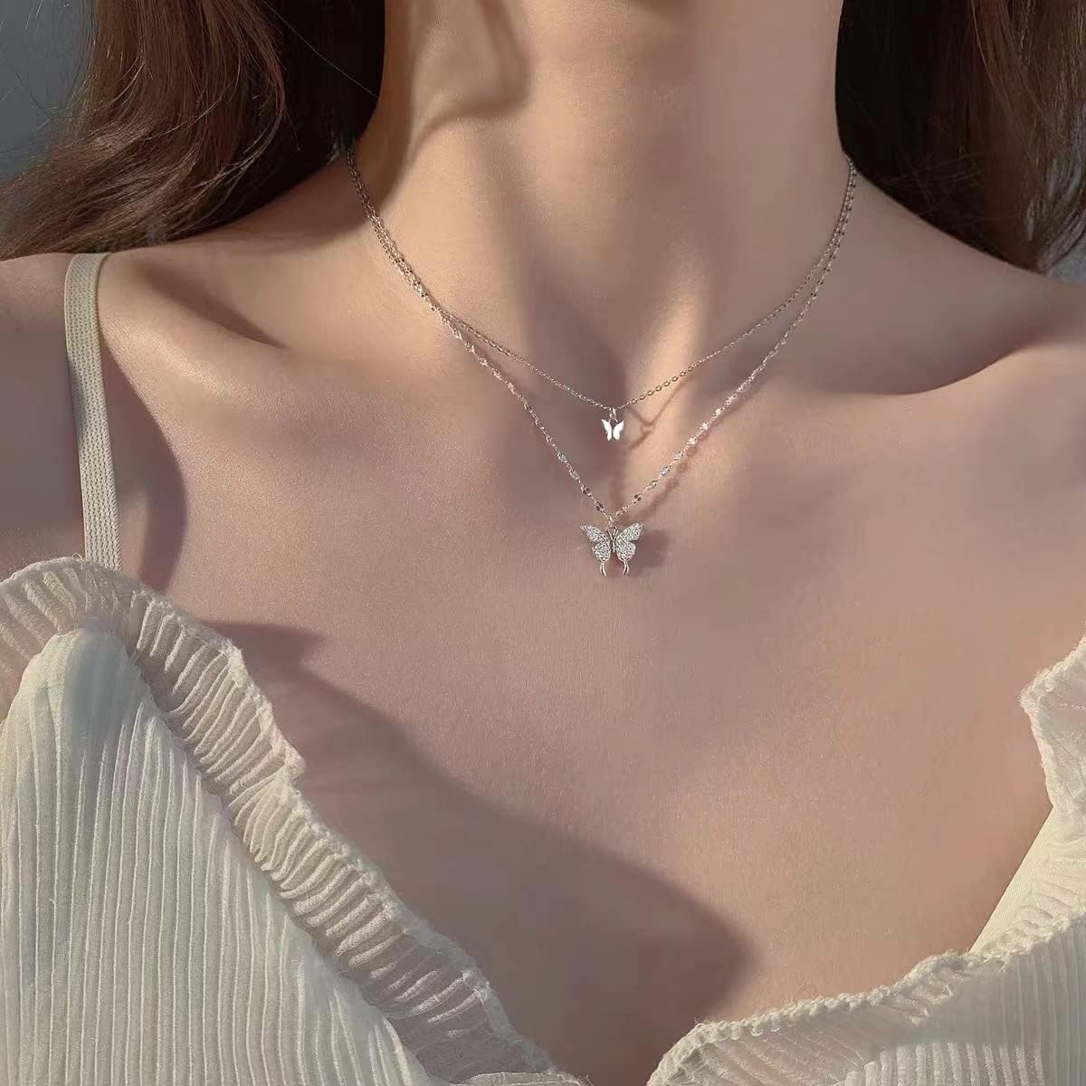 Silver Butterfly Necklace for Women Layered Rose Gold Butterfly Necklace Gold Butterfly Choker Butterfly Pendant Necklace Silver Butterfly Jewelry