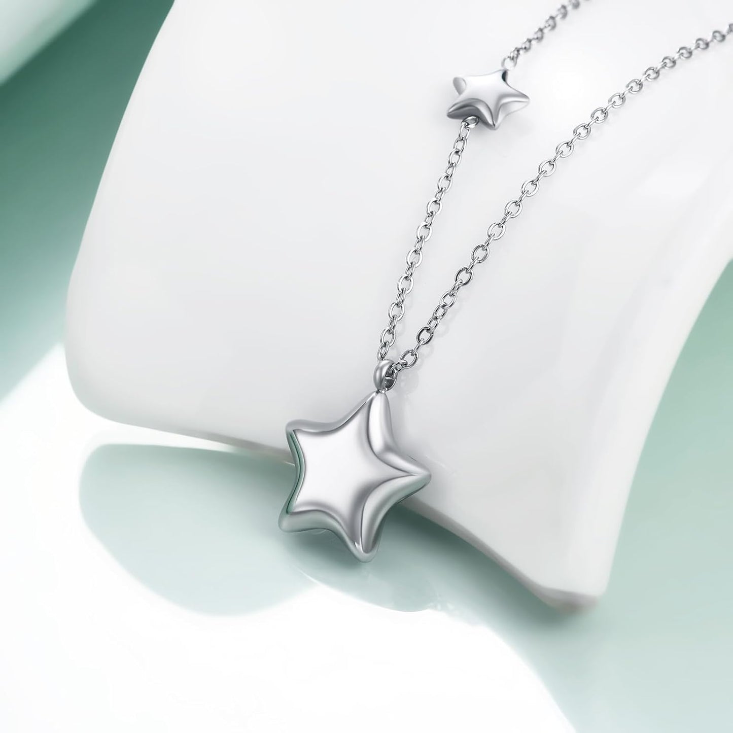 Stainless Steel Star Necklace for Women, Minimalist Charm Pendant with Adjustable Chain