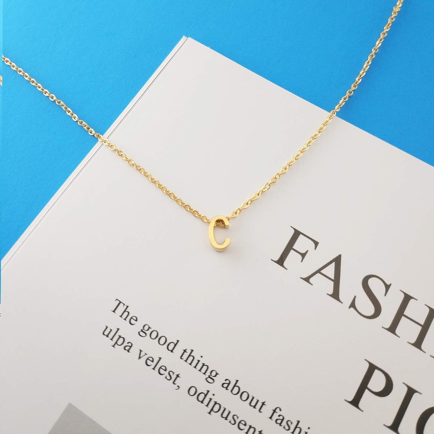 Initial Necklace: 18K Gold Plated Personalized Tiny Letter Name Pendant for Women