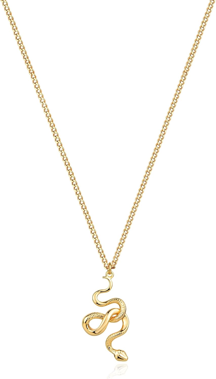 18K Gold Plated Snake Necklace | Dainty Charm Pendant - Minimalist Delicate Handmade Boho Jewelry for Her