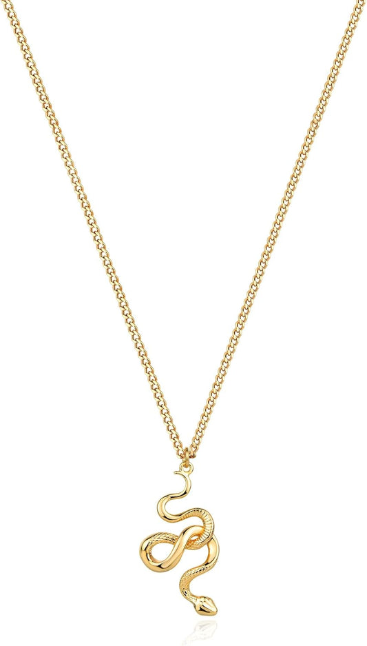 18K Gold Plated Snake Necklace | Dainty Charm Pendant - Minimalist Delicate Handmade Boho Jewelry for Her