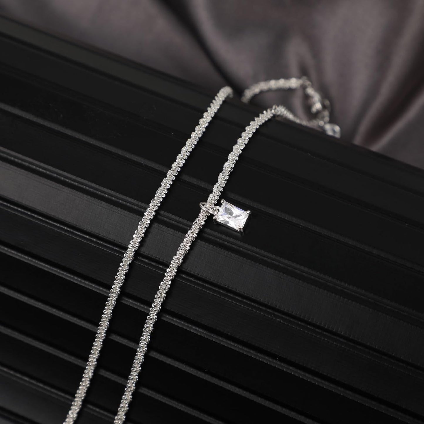 14K Gold/Silver Plated Necklace, Dainty CZ Cross Pendant with Herringbone & Figaro Chains, Sparkling Multi-Layer Jewelry Gift for Her