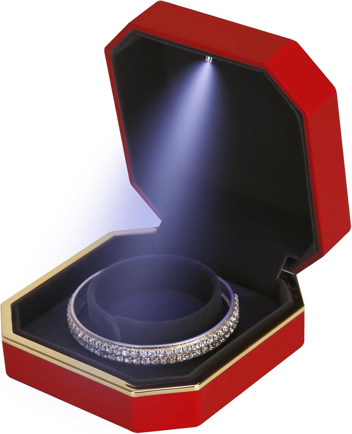 with LED Light, Small Jewelry Box for Wedding, Engagement, Proposal, Birthday and Anniversary
