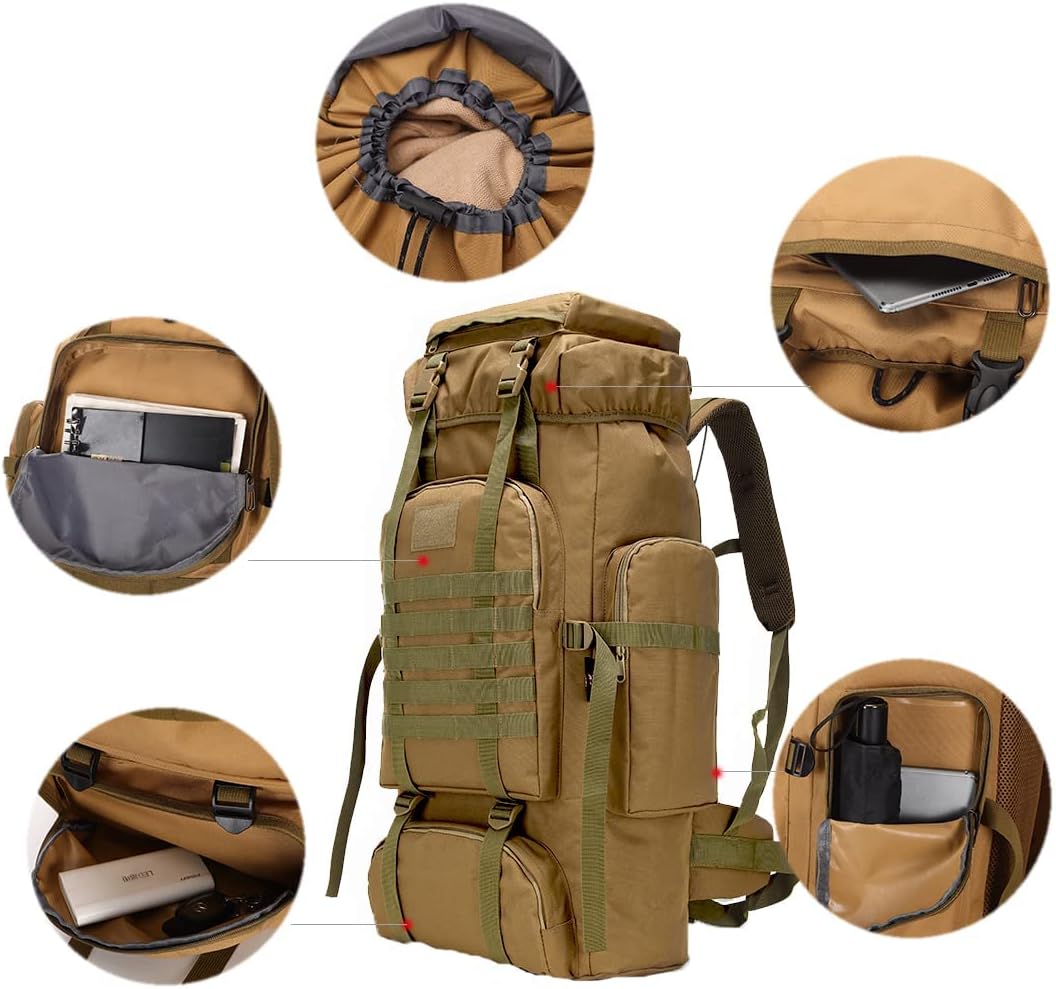 Hiking Backpack for Men 70L Camping Backpack Military Rucksack - 3 Days Assault Pack for Climbing