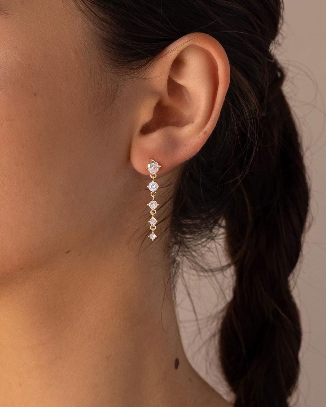 Cubic Zirconia Earrings - 14K Gold Plated Cubic Zirconia CZ Wedding Earrings for Women Bridal Bridesmaid