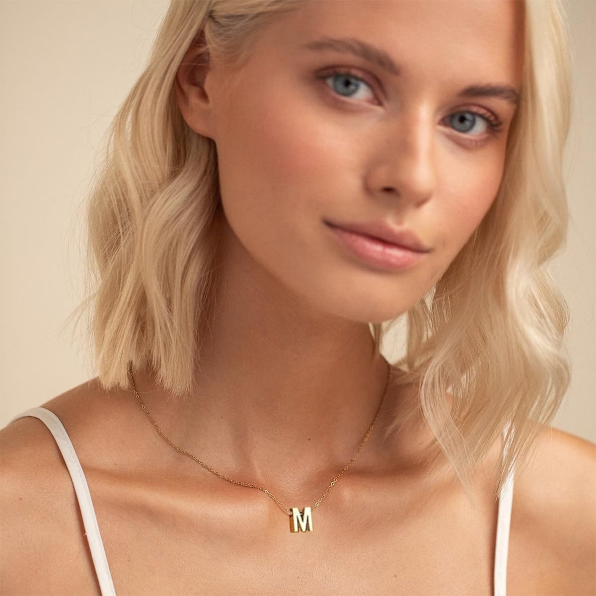 Personalized Initial Necklace: 18K Gold Plated over Stainless Steel, Dainty Tiny Letter Pendant for Women - Monogram Jewelry Gift