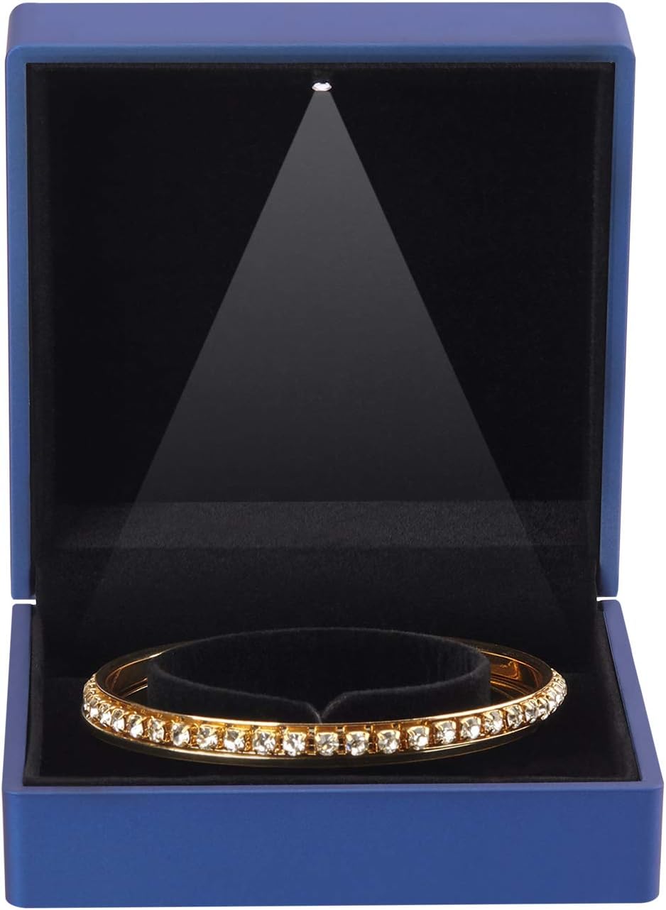 Luxury LED Light Jewelry Bangle Box Storage Case Organizer Holder for Wedding, Engagement, Proposal