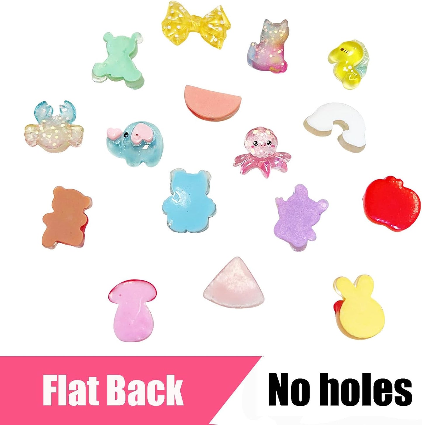 OMOMMD 60pcs Embellishments Cute Set, Flat Back Bulk Mixed Resin Ornament Scrapbooking Set