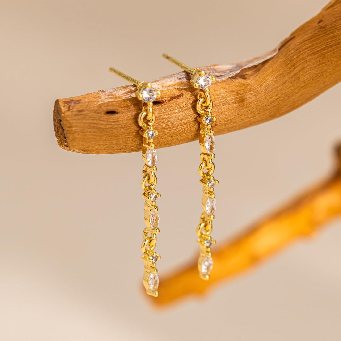 Cubic Zirconia Earrings - 14K Gold Plated Cubic Zirconia CZ Wedding Earrings for Women Bridal Bridesmaid
