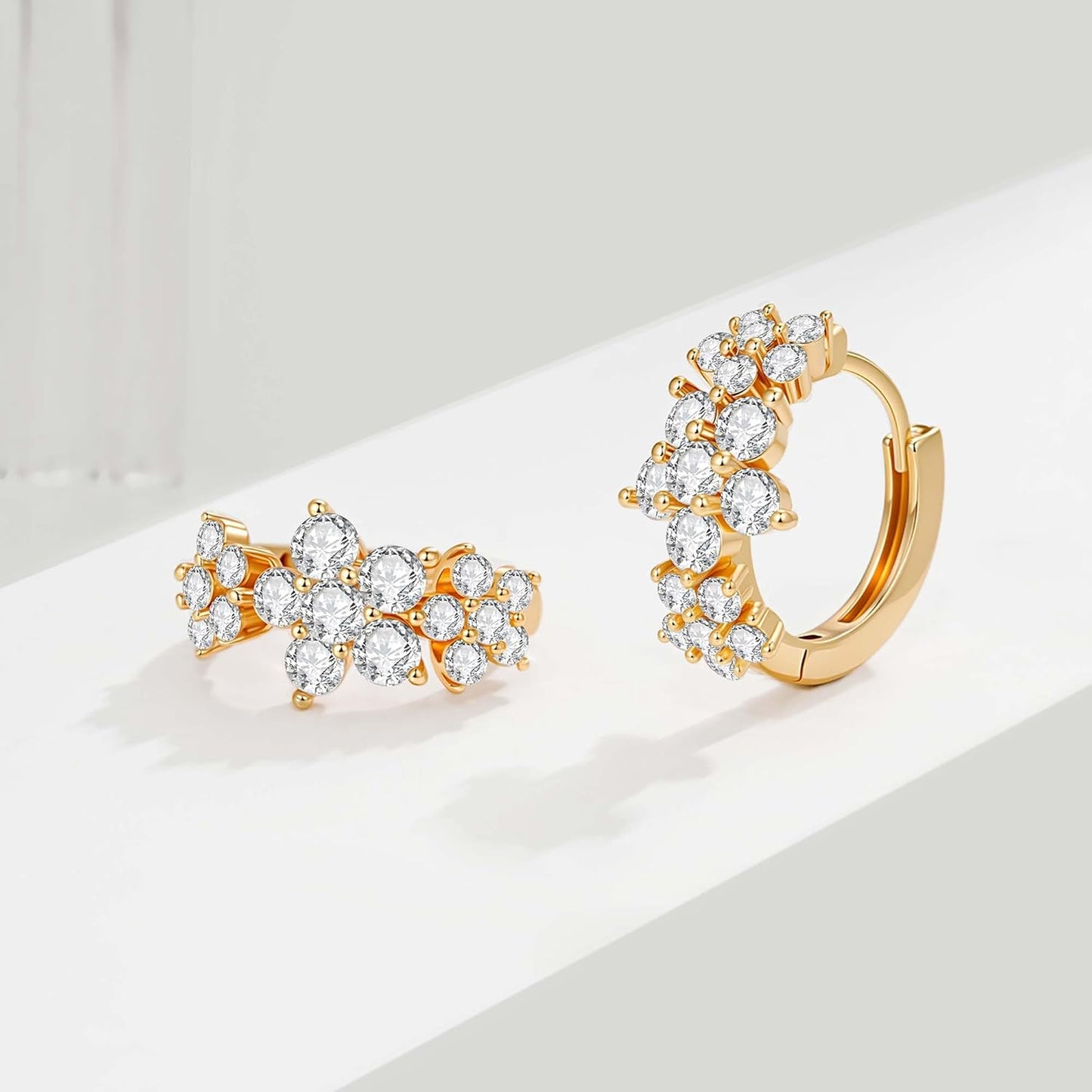 Cubic Zirconia Huggie Earrings 14k Gold Plated Tiny Earrings Small Huggie Hoop Earrings Simple Lightweight Hoops Gift for Women