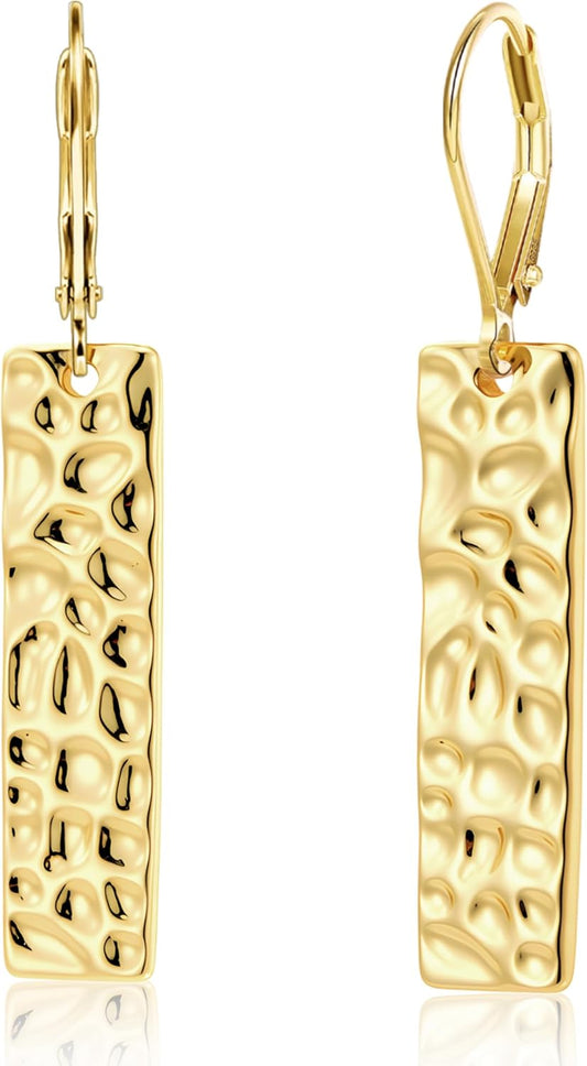 925 Sterling Silver Dangle Earrings for Women, 14K Gold Plated French Leverback Earrings, Hypoallergenic Lightweight Statement