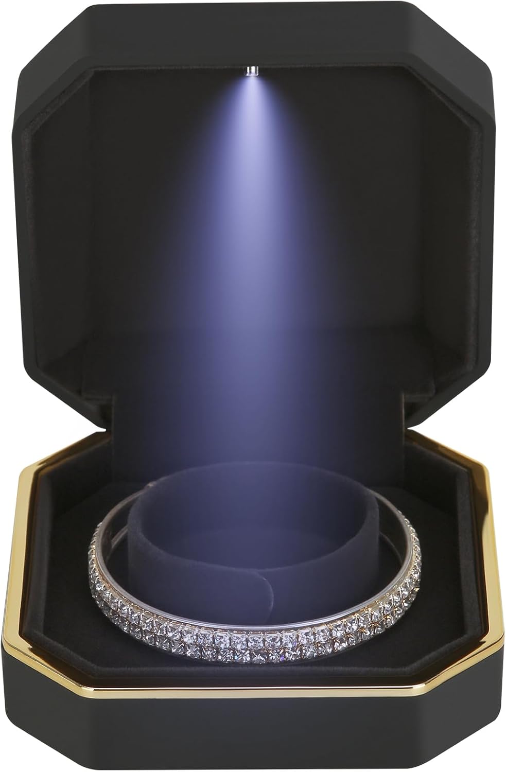 with LED Light, Small Jewelry Box for Wedding, Engagement, Proposal, Birthday and Anniversary