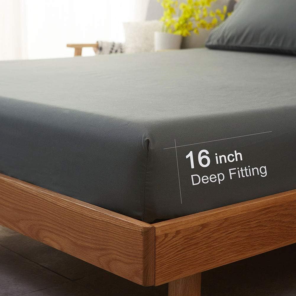 Bed Sheet Set Super Soft Microfiber 16-Inch Deep Pocket Wrinkle and Hypoallergenic-4 count Queen