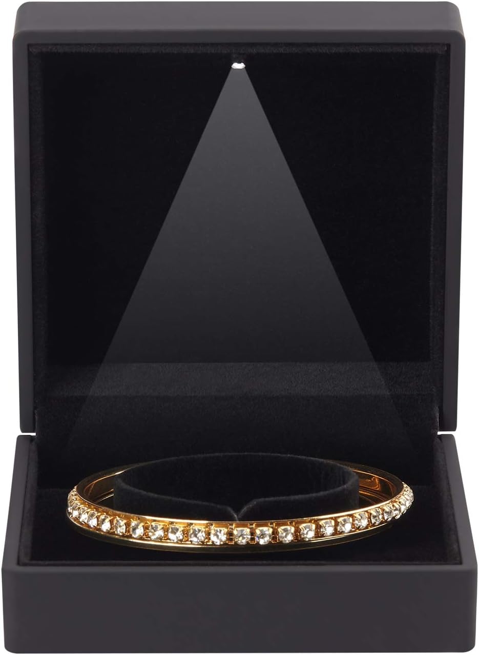 Luxury LED Light Jewelry Bangle Box Storage Case Organizer Holder for Wedding, Engagement, Proposal