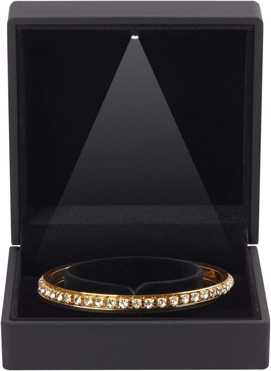 Luxury LED Light Jewelry Bangle Box Storage Case Organizer Holder for Wedding, Engagement, Proposal