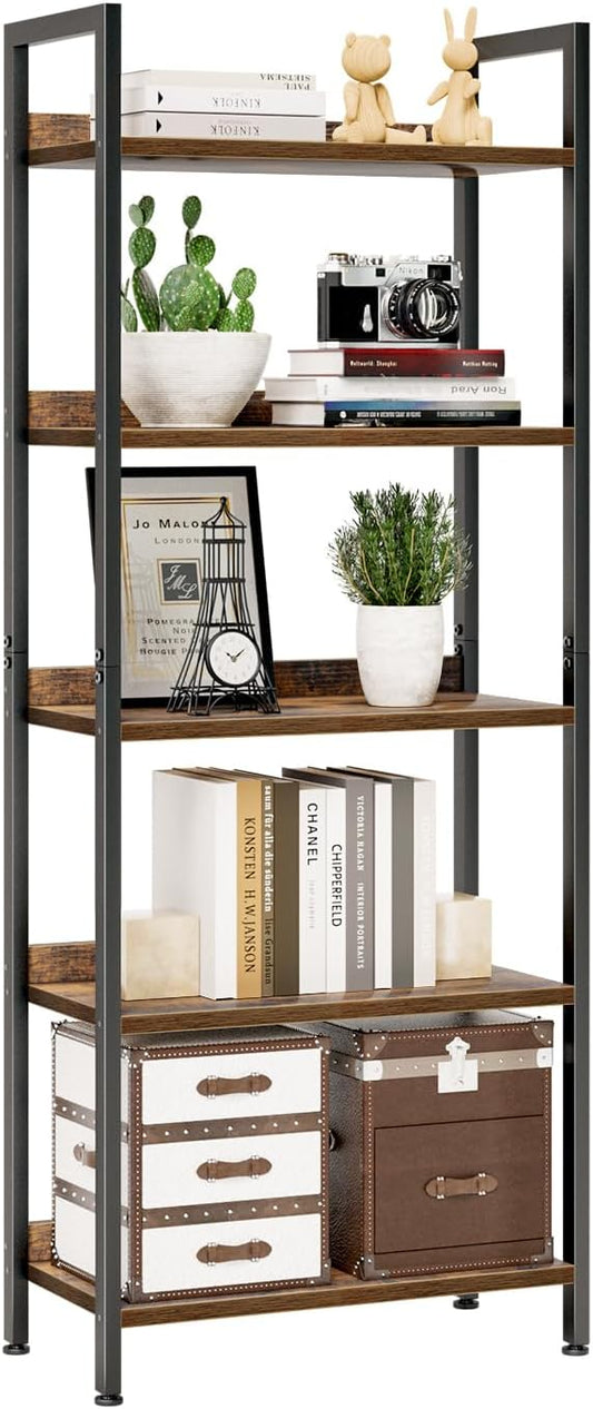 5 Tier Bookshelves, Home Office Bookcase Shelf Storage Organizer, Free Standing Storage Shelving Unit