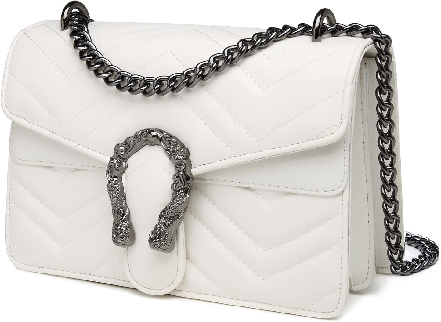 Crossbody Bags for Women - Snake Printed Clutch Purses Leather Chain Shoulder Bags Evening Handbags