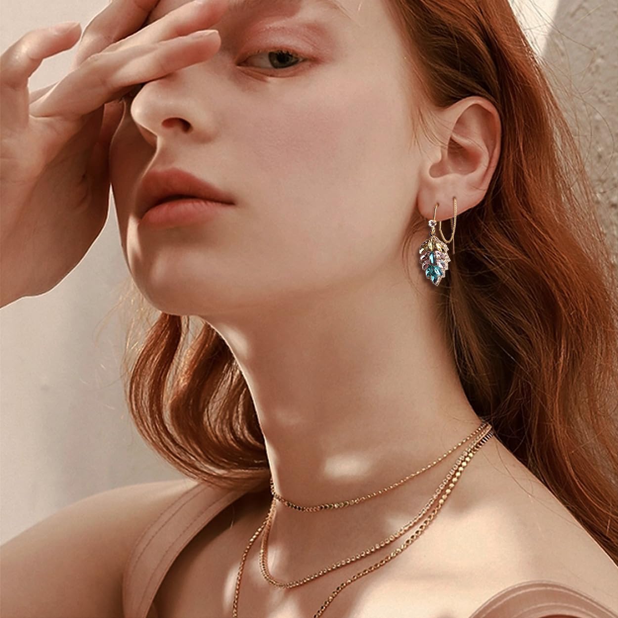 Sonateomber Gold Long Chain Threader Earrings for Women - Fashion Statement Drop Dangle Thread Earrings Jewelry Gift