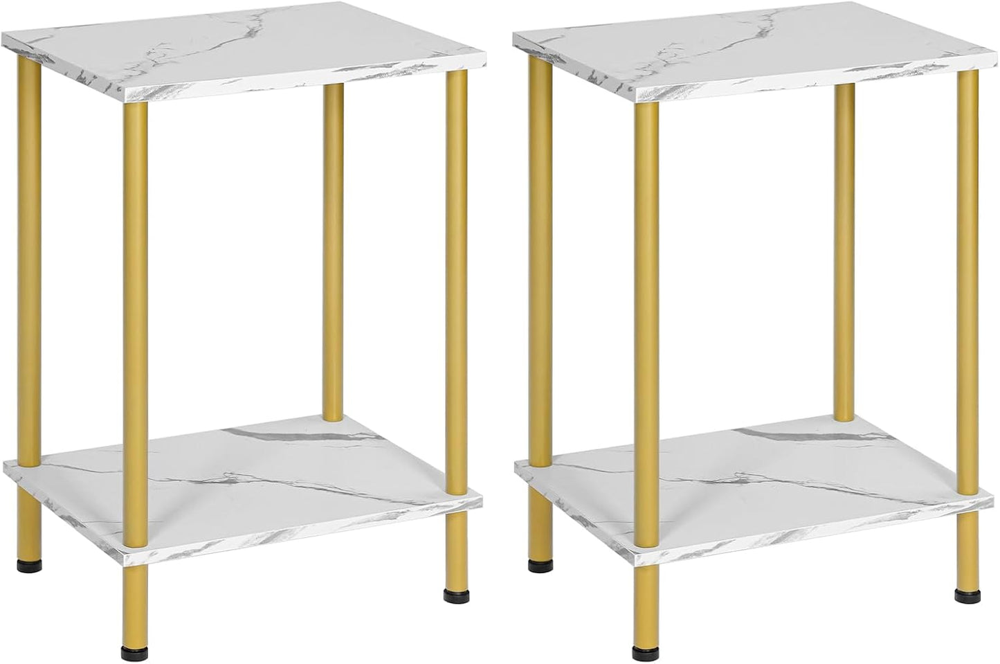 End Tables Set of 2, Small Side Table, Nightstand with 2-Layer Storage Shelves, Easy Assembly
