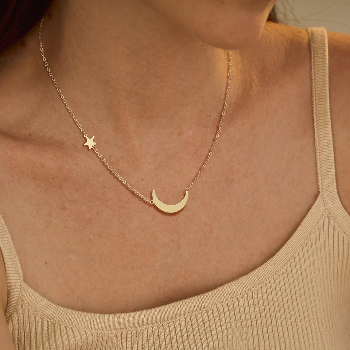 14K Gold Plated Dainty Necklace, Tiny Love Heart Star CZ Leaf Pendant Chain for Women | Everyday Minimalist Gift