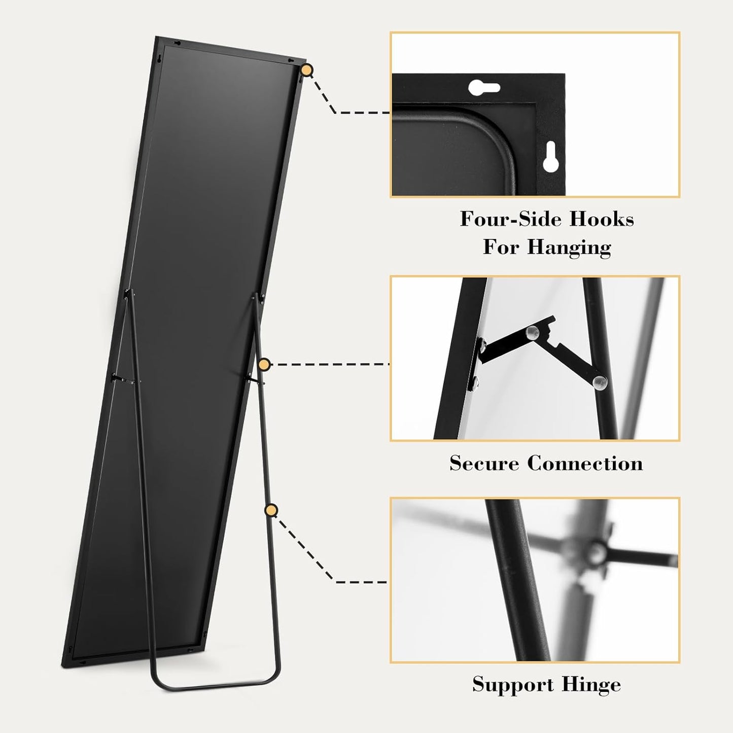 Full Length Mirror 59"x17" Full Body Floor Mirror for Bedroom or Cloakroom, Can Stand Alone