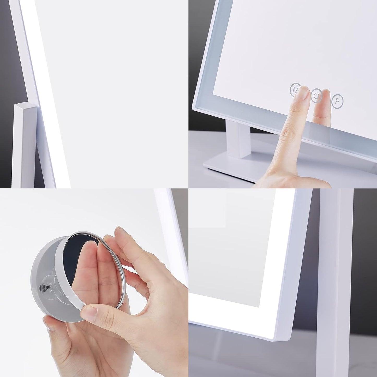 Lighted Makeup Mirror,  Three Color Lighting Modes, and 5X Magnification Mirror, Smart Touch Control