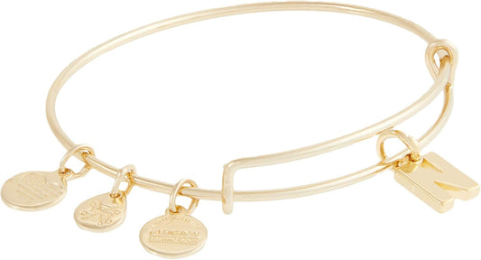 Alex and Ani Expandable Bangle for Women, Initials A to Z Letter Charms, Shiny Finish, 2 to 3.5 in