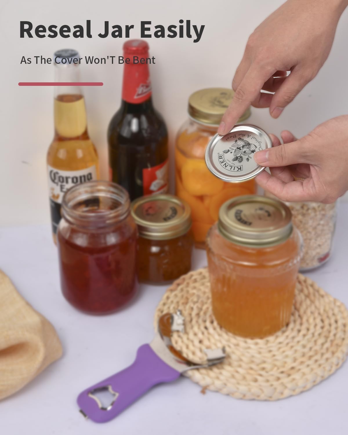 No-Dent Mason Jar Opener - Manual Multi-Purpose Canning Tool & Bottle Opener