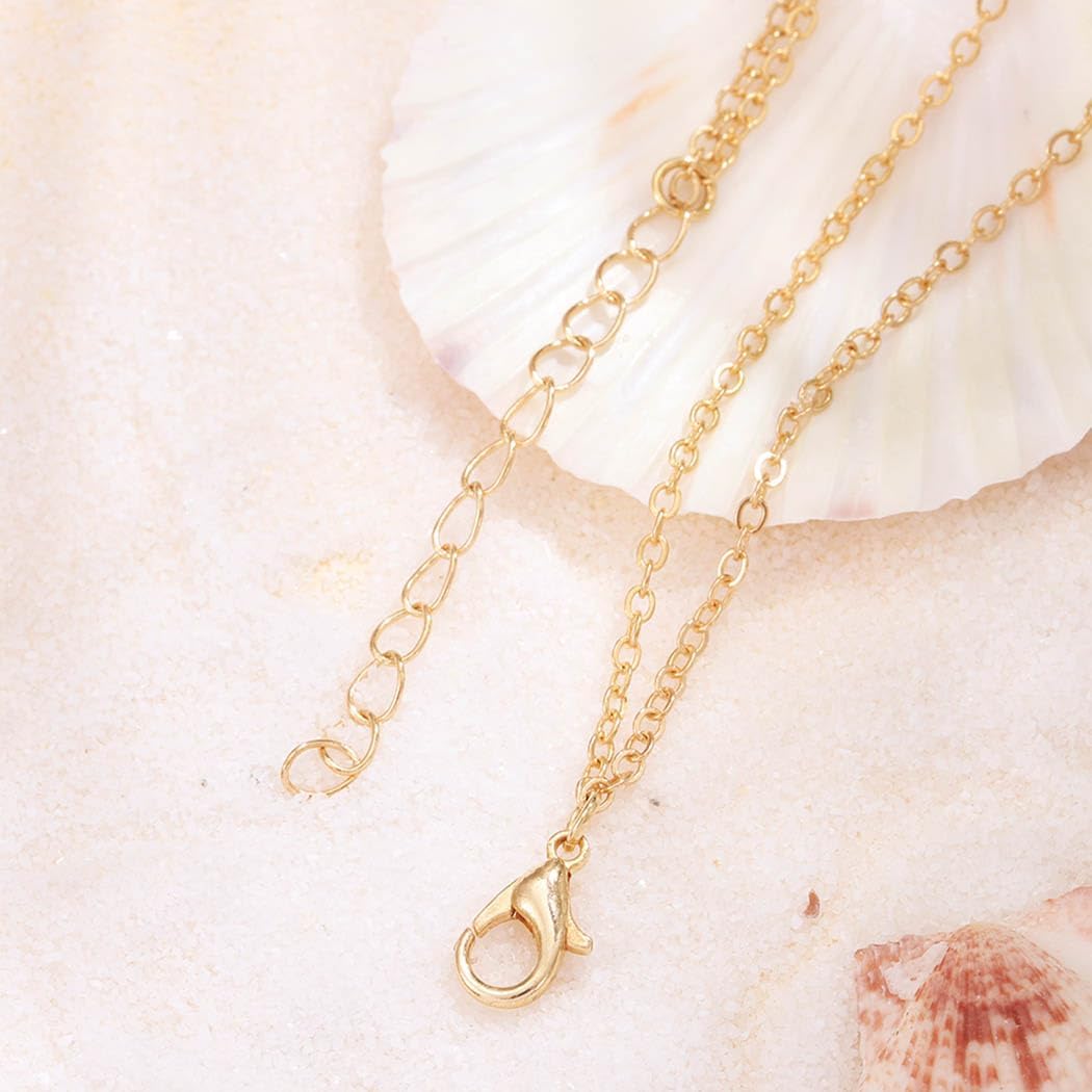 Boho Starfish & Seashell Necklace for Women - Adjustable Layered Beach Chain