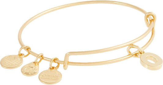 Alex and Ani Expandable Bangle for Women, Initials A to Z Letter Charms, Shiny Finish, 2 to 3.5 in