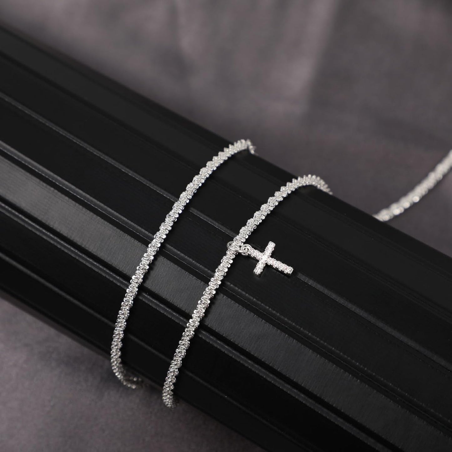 Two-Tone Cross Necklace, 14K Gold & Silver Plated Minimalist Dainty Chain, Religious Gift & Everyday Jewelry for Women