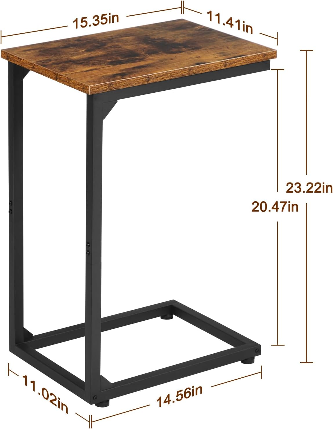 C Shaped coffeeTable, End Tables Living Room Set of 2, Slide Under Couch Table for Sofa, Small Space