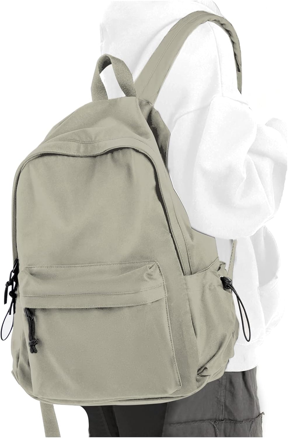 Black School Backpack for Girls Women Boys, Lightweight Simple Middle School Back Pack Daypack
