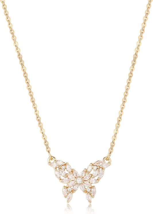 14K Gold Plated Necklace for Women Dainty Cute Cross | Flower | Lotus | Round Coin | Key Charm Pendant Necklace Gold Jewelry Trendy