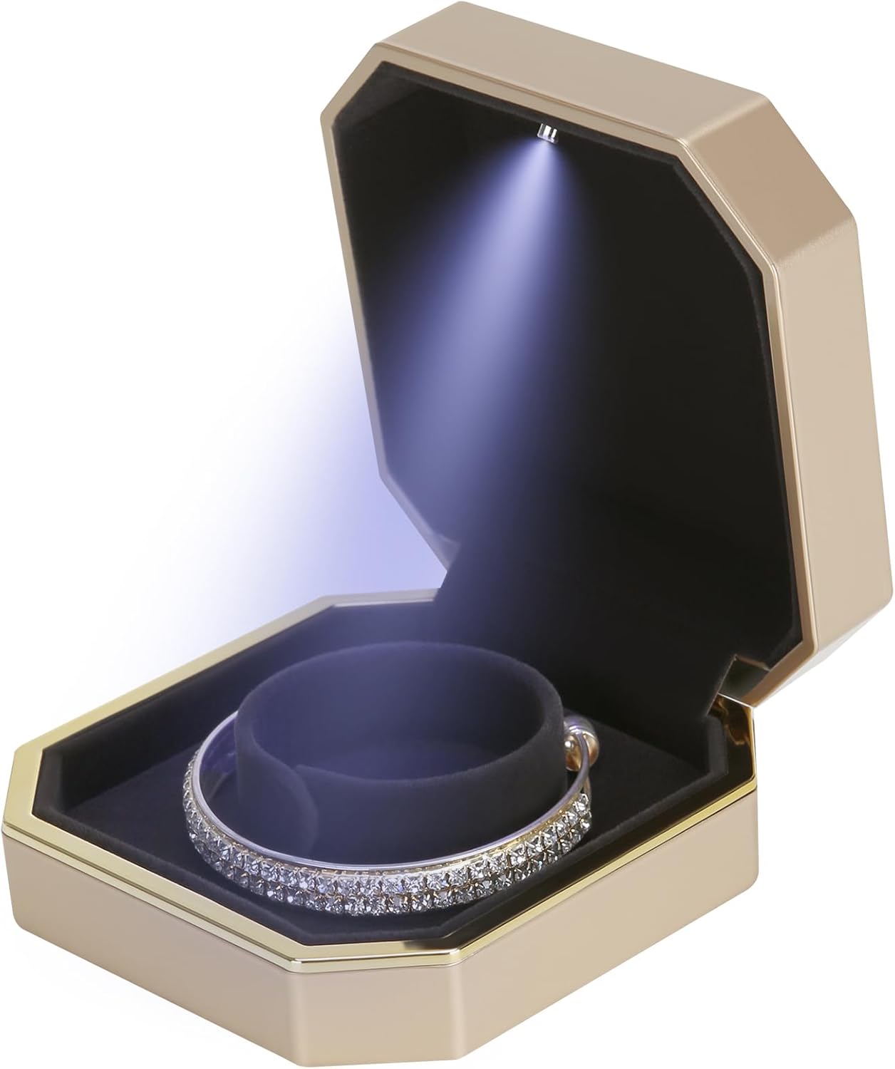with LED Light, Small Jewelry Box for Wedding, Engagement, Proposal, Birthday and Anniversary