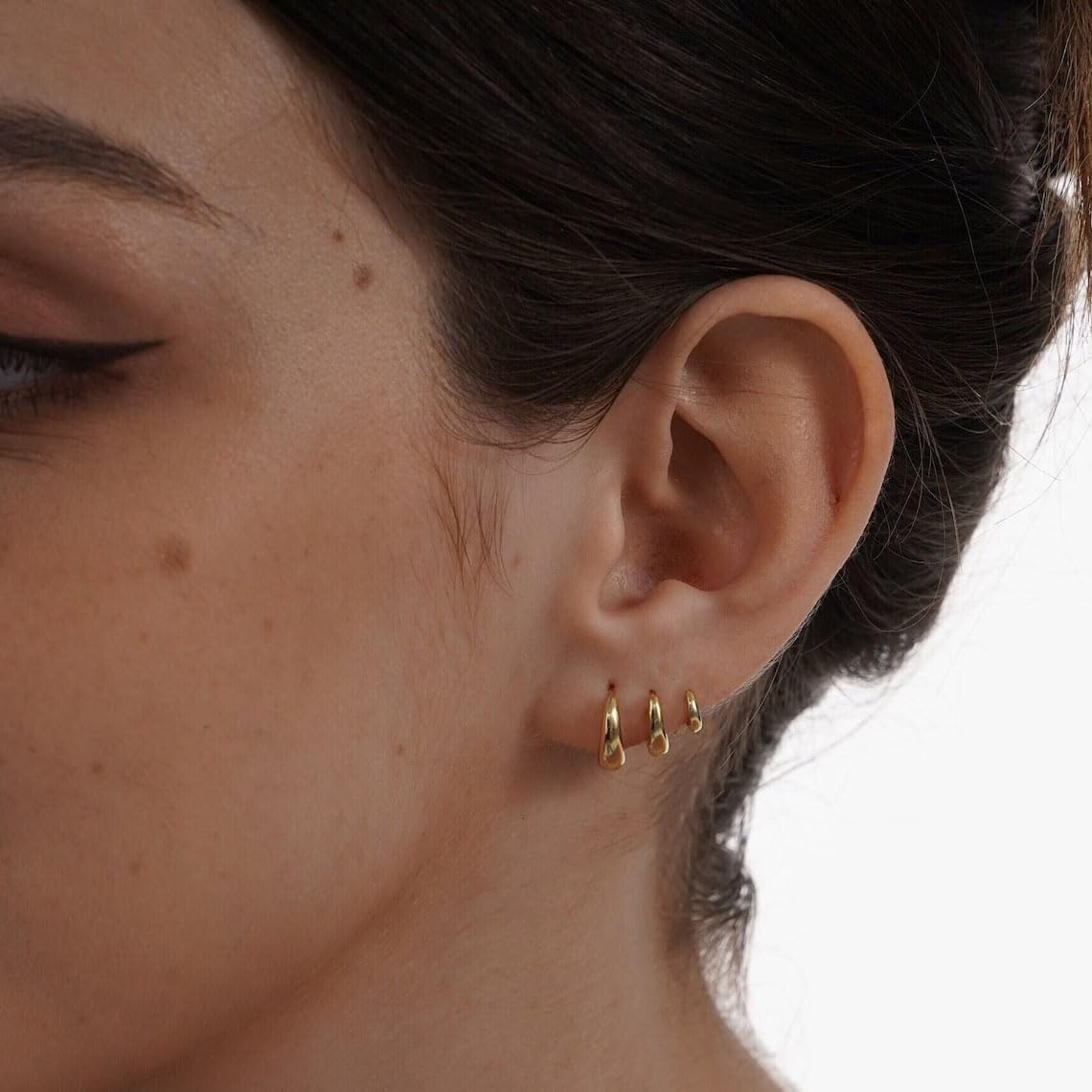 Gold Hoop Earrings Set for Women Trendy, 14K Gold Plated Lightweight Small Gold/Silver Hoop Earrings for Women Chunky Open