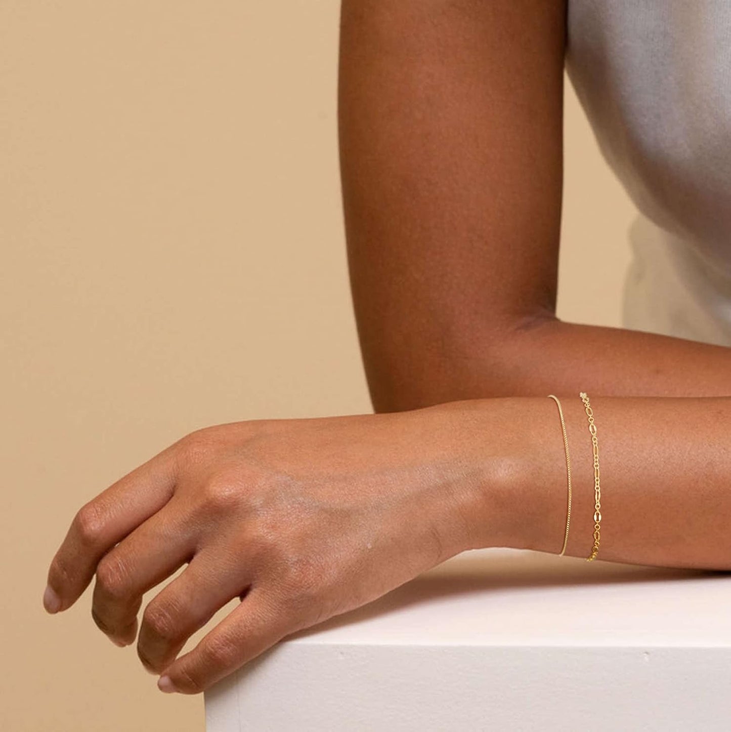 Gold Bracelets for Women, 14K Dainty Gold Plated Stackable Bracelets for Women Trendy Waterproof CZ Tennis Bracelet Set