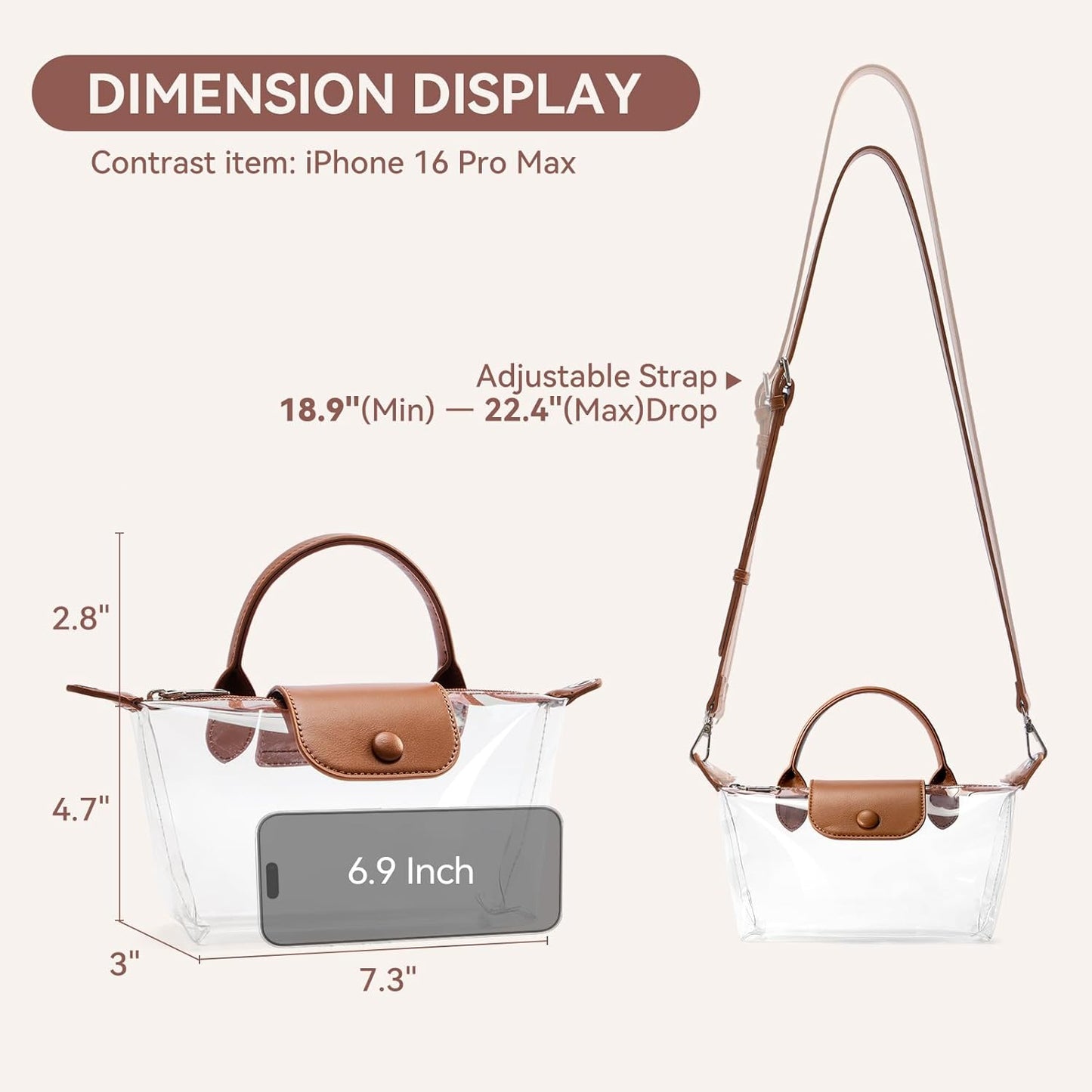 Clear Bag for Stadium Approved Small Crossbody Purse Handbags for Concerts Sports Events