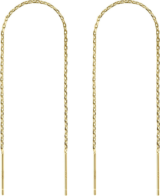 Chain Earrings for Women 18K Gold Plated Dainty Bar Drop Dangle Hypoallergenic Line Dangly Jewelry Gift for Teen Girls