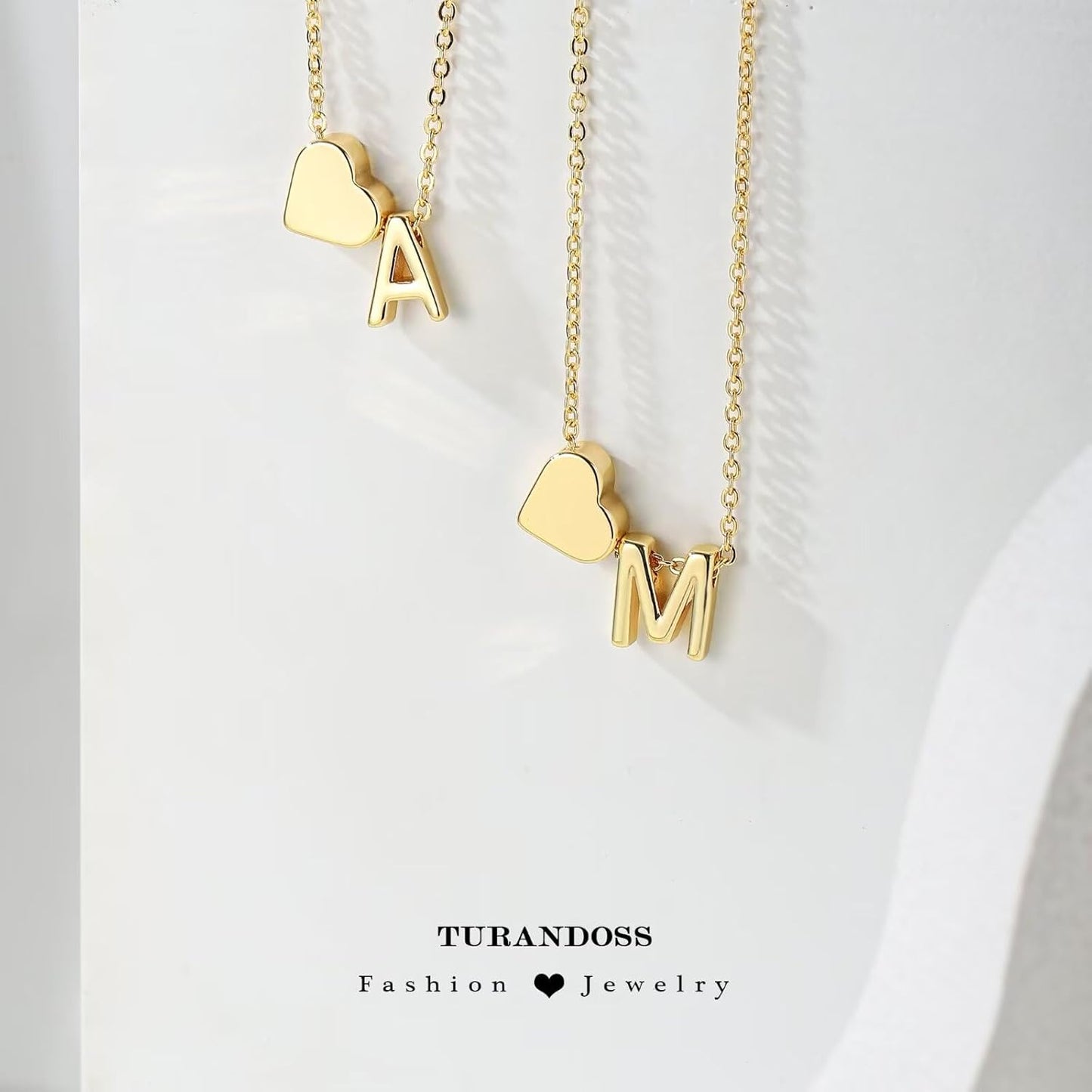 Initial Necklace - 18K Gold Plated Heart Pendant with A-Z Letters, Dainty Birthday Gift for Women and Teen Girls