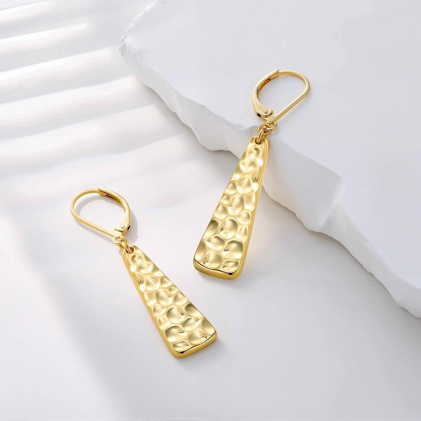 925 Sterling Silver Dangle Earrings for Women, 14K Gold Plated French Leverback Earrings, Hypoallergenic Lightweight Statement