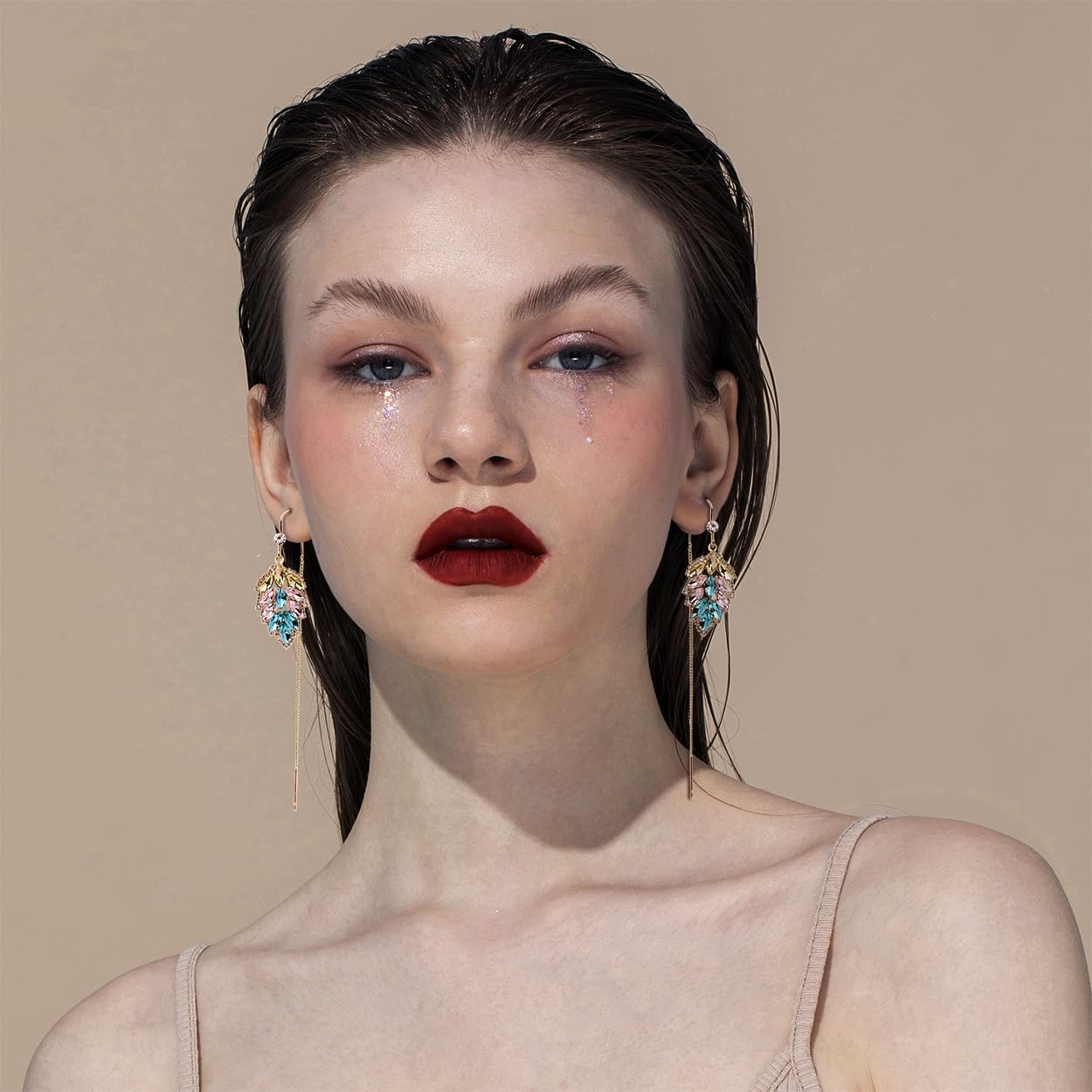 Sonateomber Gold Long Chain Threader Earrings for Women - Fashion Statement Drop Dangle Thread Earrings Jewelry Gift