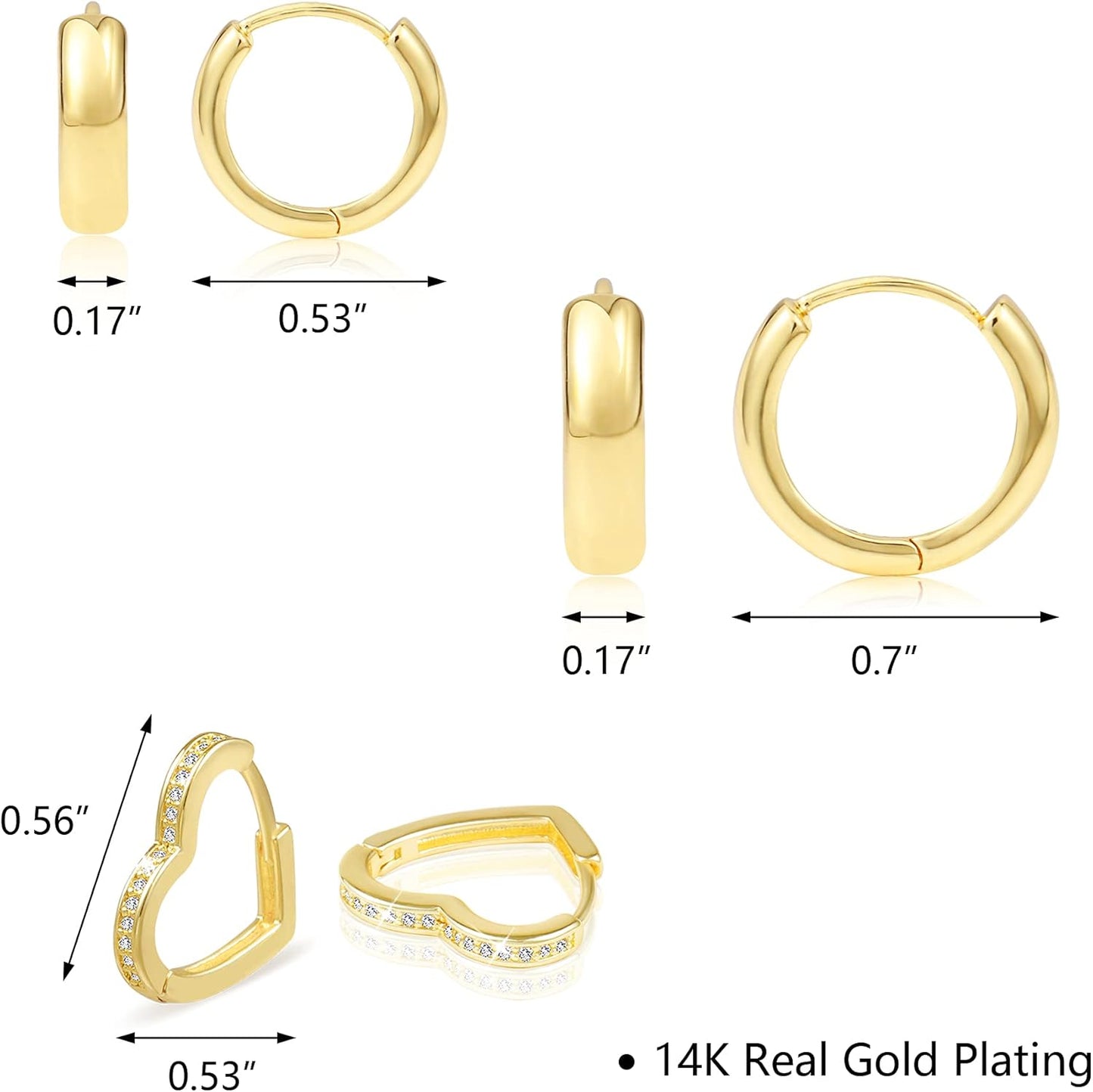 3 Pairs Small Huggie Hoop Earrings Set 14K Gold Hypoallergenic Lightweight Huggie Hoops Earrings for Women Girls