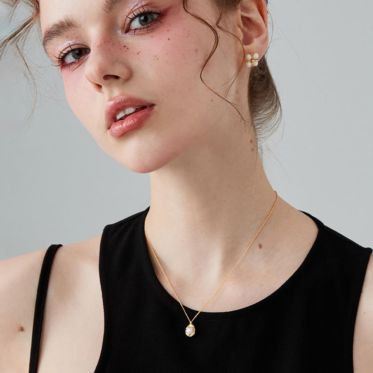14K Gold Freshwater Pearl Necklace - 6mm Cultured Pearl Pendant