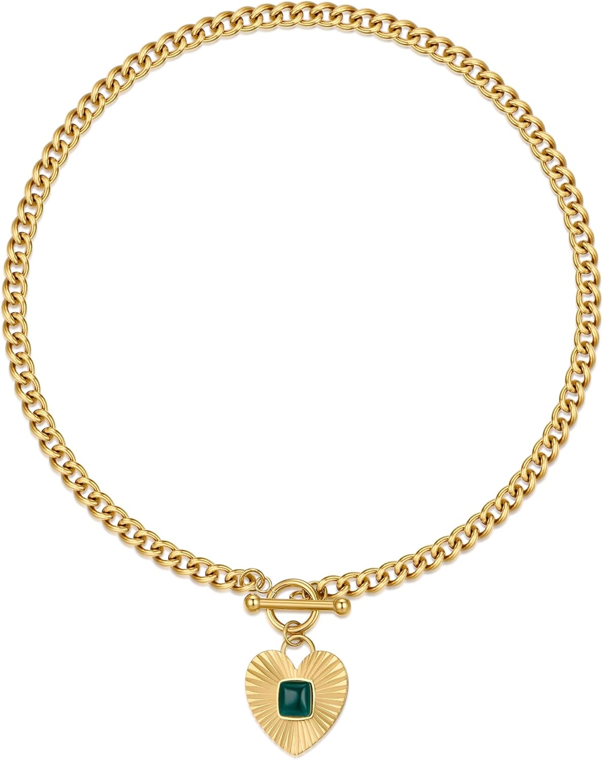 Sunburst Heart / 2-Tone Interlocking/CZ Evil Eye/Single Pearl/Love Heart Necklace for Women 18K Gold Chain Necklace Protection Prayer Faith Jewelry