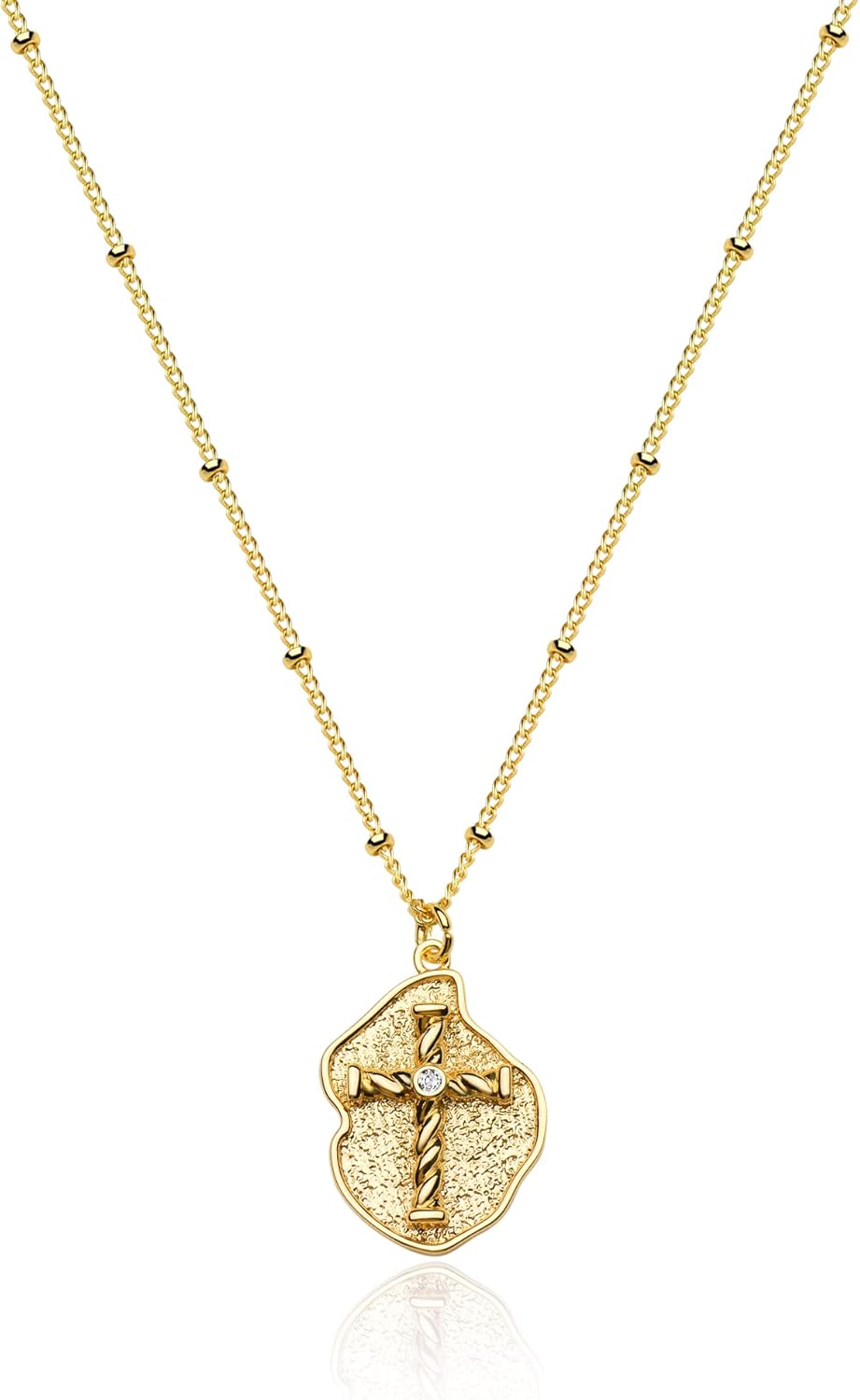 Cross Necklace 14K Plated Dainty Chain, Minimalist Faith Pendant Religious Prayer Jewelry Gift